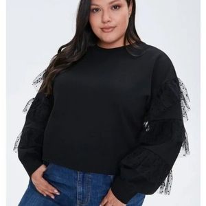 Forever 21 Tiered Tulle Ruffle French Terry Top